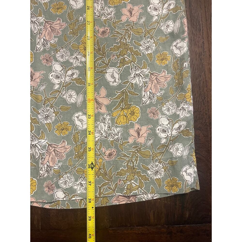 Cynthia Rowley Green Floral Linen Blend Wide Leg Pants Womens Large - Picture 7 of 10